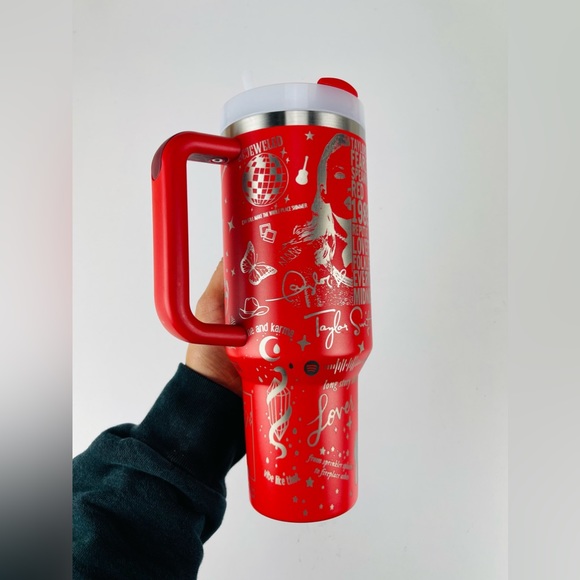 Stanley 40oz Tumbler Red Lava Tylor Swift Engraved - Picture 4 of 9